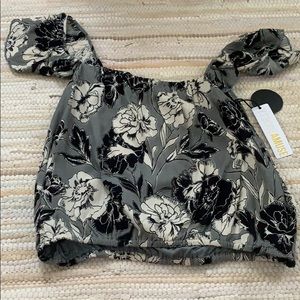 Black and cream flowered top